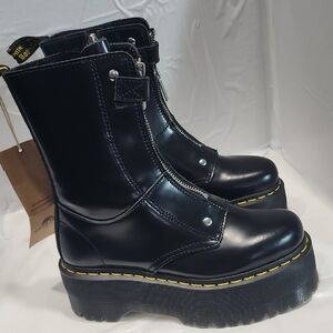 Dr Martens Jetta Hi Max Platform Boots Chunky Zip Up Black Leather Womens SZ 6